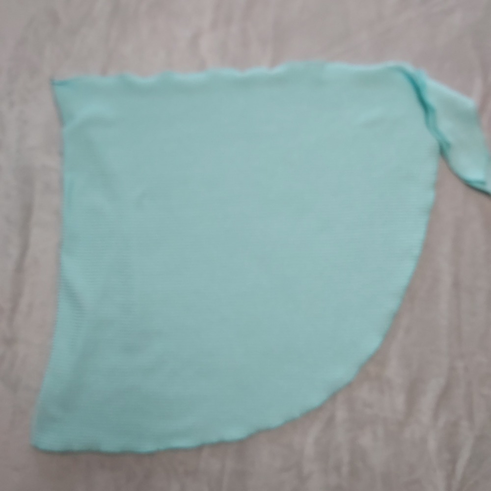 Aqua Blue Textured Knit Beach Cover Up Wrap Skirt Lettuce Edge Coastal S